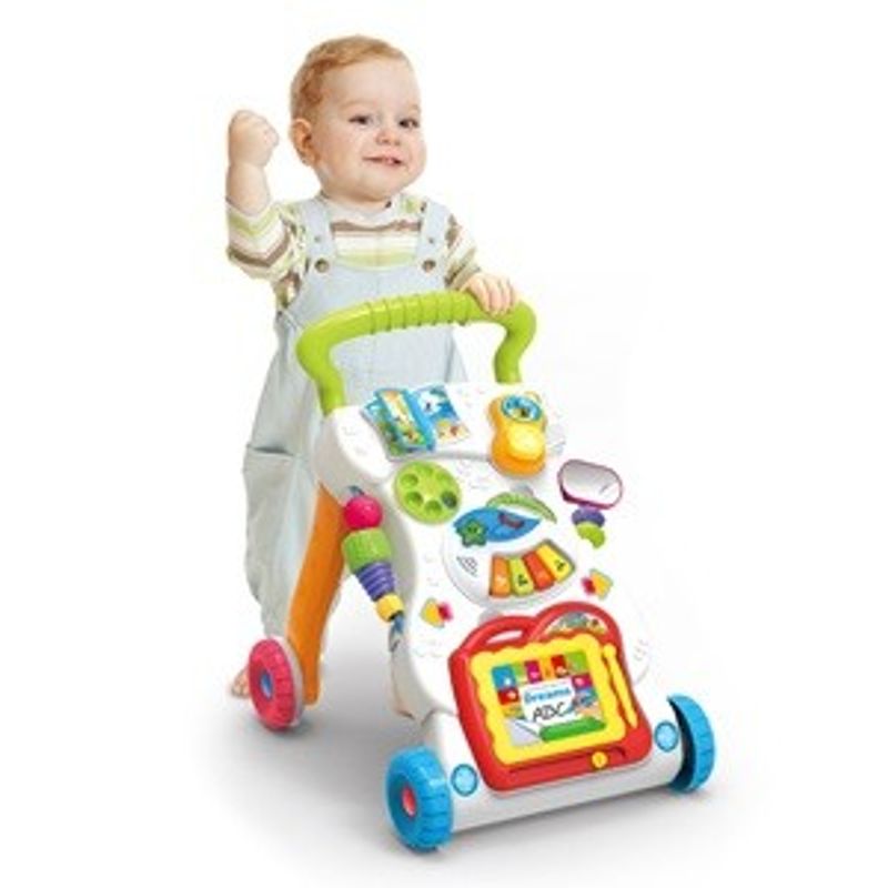 Jucarii, Copii si Bebe - Carucioare si articole de transport - Premergatoare - Premergator cu Activitati, Pian, Telefon si Oglinda, Alb - Infinity.ro