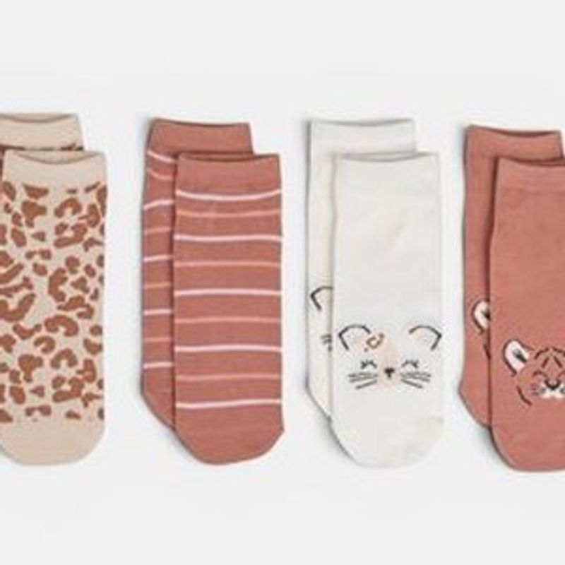 Fashion, accesorii si bijuterii - Copii - Lenjerie si pijamale copii - Sosete si dresuri copii - Sosete Scurte Multicolor cu Model Animalute pentru Fete - 4 Perechi - Infinity.ro