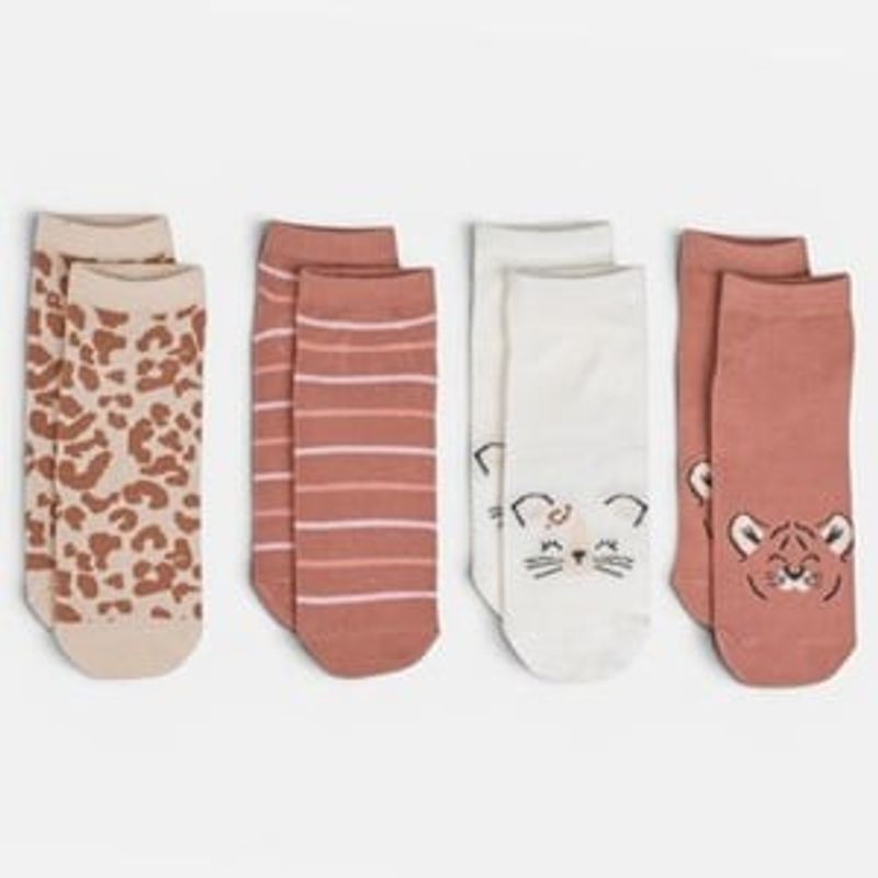 Fashion, accesorii si bijuterii - Copii - Lenjerie si pijamale copii - Sosete si dresuri copii - Sosete Scurte Multicolor cu Model Animalute pentru Fete - 4 Perechi - Infinity.ro