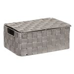 Casa si Gradina - Mobilier - Organizare si depozitare - Cutii depozitare - Cutie de depozitare impletita cu capac si manere, Gri, 30x20x12 cm - Infinity.ro
