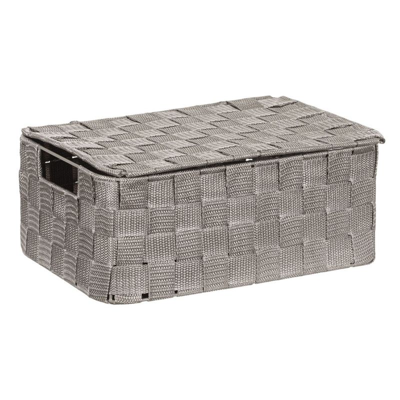 Casa si Gradina - Mobilier - Organizare si depozitare - Cutii depozitare - Cutie de depozitare impletita cu capac si manere, Gri, 30x20x12 cm - Infinity.ro