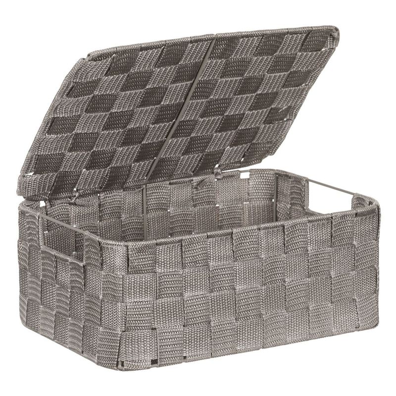 Casa si Gradina - Mobilier - Organizare si depozitare - Cutii depozitare - Cutie de depozitare impletita cu capac si manere, Gri, 30x20x12 cm - Infinity.ro