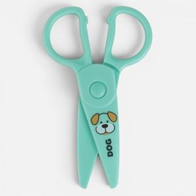 Casa si Gradina - Bucatarie si vesela - Ustensile bucatarie - Foarfeci bucatarie - Foarfeca pentru prescolari, 13 cm, verde menta cu model catel - Infinity.ro