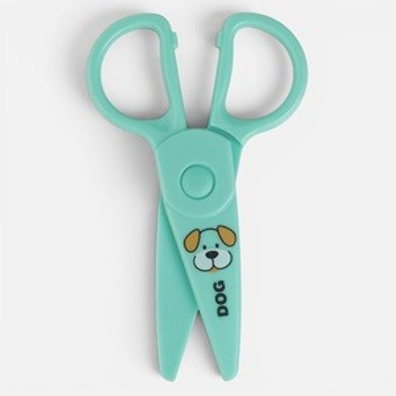 Casa si Gradina - Bucatarie si vesela - Ustensile bucatarie - Foarfeci bucatarie - Foarfeca pentru prescolari, 13 cm, verde menta cu model catel - Infinity.ro