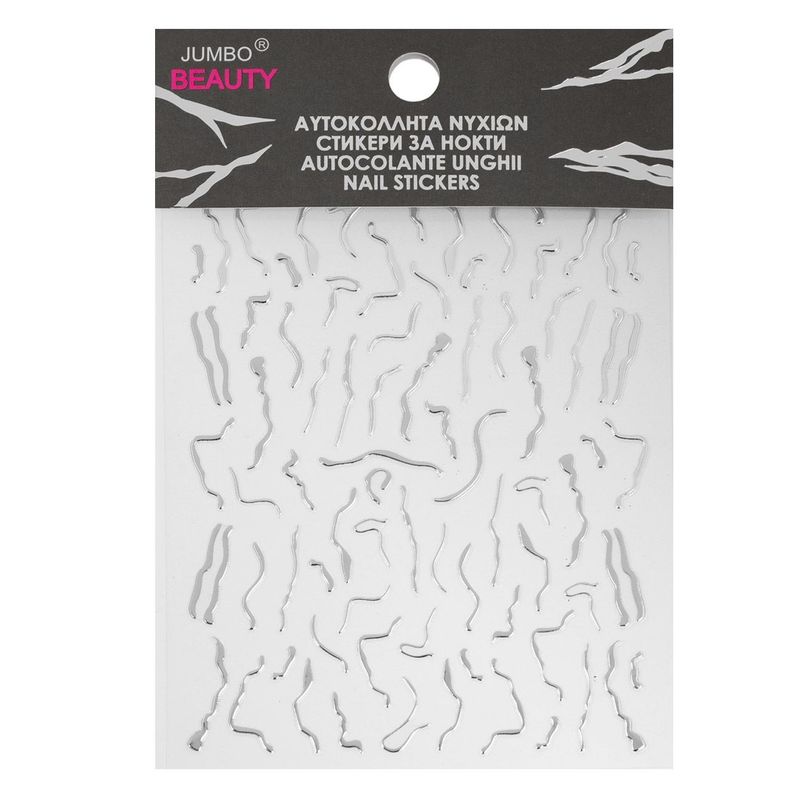 Ingrijire personala si Cosmetice - Manichiura si pedichiura - Produse nail art - Autocolante pentru unghii cu linii argintii din folie, benzi subtiri, finisaj metalic - Infinity.ro