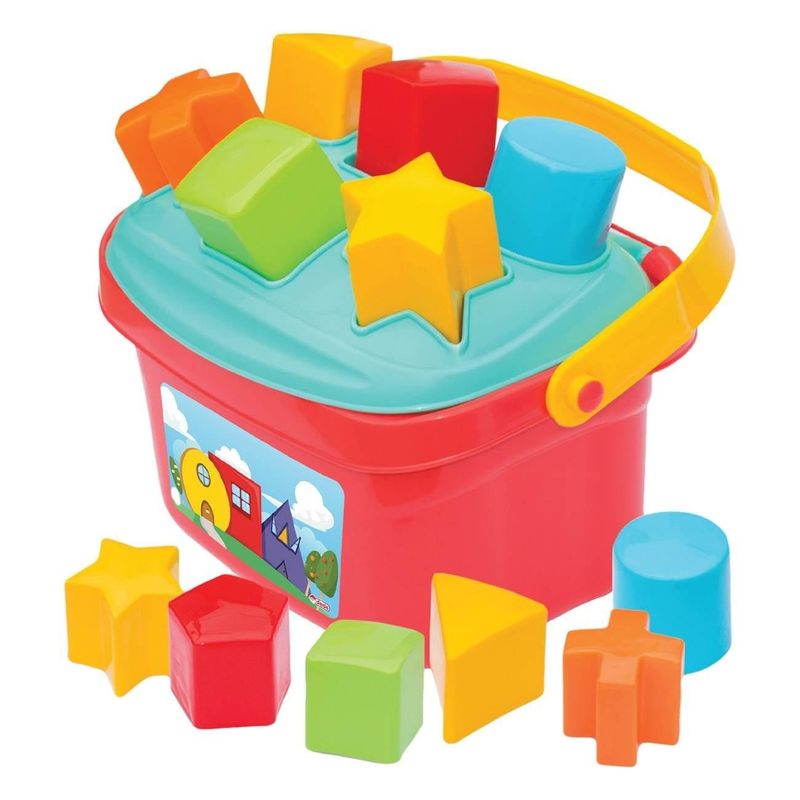 Jucarii, Copii si Bebe - Jucarii si jocuri - Jucarii bebelusi - Jucarii de sortat - Jucarie Sortator cu 6 Forme Geometrice, Valiza, Rosu, Plastic, 3+ - Infinity.ro
