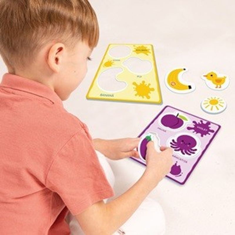 Jucarii, Copii si Bebe - Jucarii si jocuri - Jucarii & jocuri educative - Jocuri si jucarii educative - Joc Educativ de Asociere a Culorilor cu Imagini în Relief, Set 8 Cartonase, Multicolor - Infinity.ro