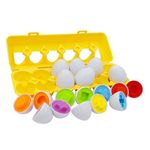 Jucarii, Copii si Bebe - Jucarii si jocuri - Jucarii & jocuri educative - Jocuri si jucarii educative - Jucarie educativa cu oua, sortator de forme si culori, 12 buc, Galben - Infinity.ro