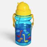 Casa si Gradina - Bucatarie si vesela - Cani si pahare - Sticle - Sticla cu pai pop-up, 350 ml, albastra, cu design dinozauri - Infinity.ro