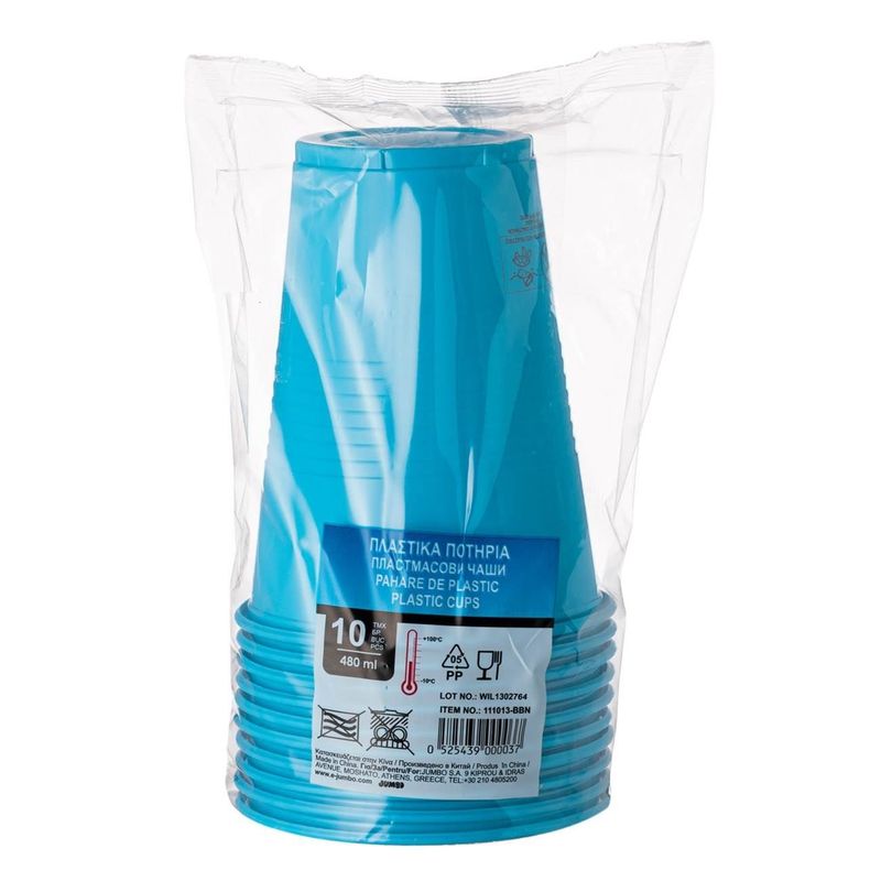 Ingrijire personala si Cosmetice - Dezinfectante - Manusi unica folosinta - Set 10 Pahare din Plastic Turcoaz, 480 ml, de Unica Folosinta - Infinity.ro