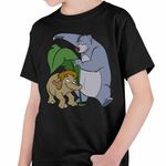 Fashion, accesorii si bijuterii - Copii - Imbracaminte copii - Tricouri copii - Tricou Copii Baieti Cartea Junglei Baloo Junior, negru, marime L Copii - Infinity.ro