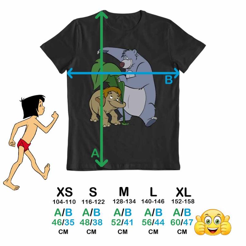 Fashion, accesorii si bijuterii - Copii - Imbracaminte copii - Tricouri copii - Tricou Copii Baieti Cartea Junglei Baloo Junior, negru, marime L Copii - Infinity.ro