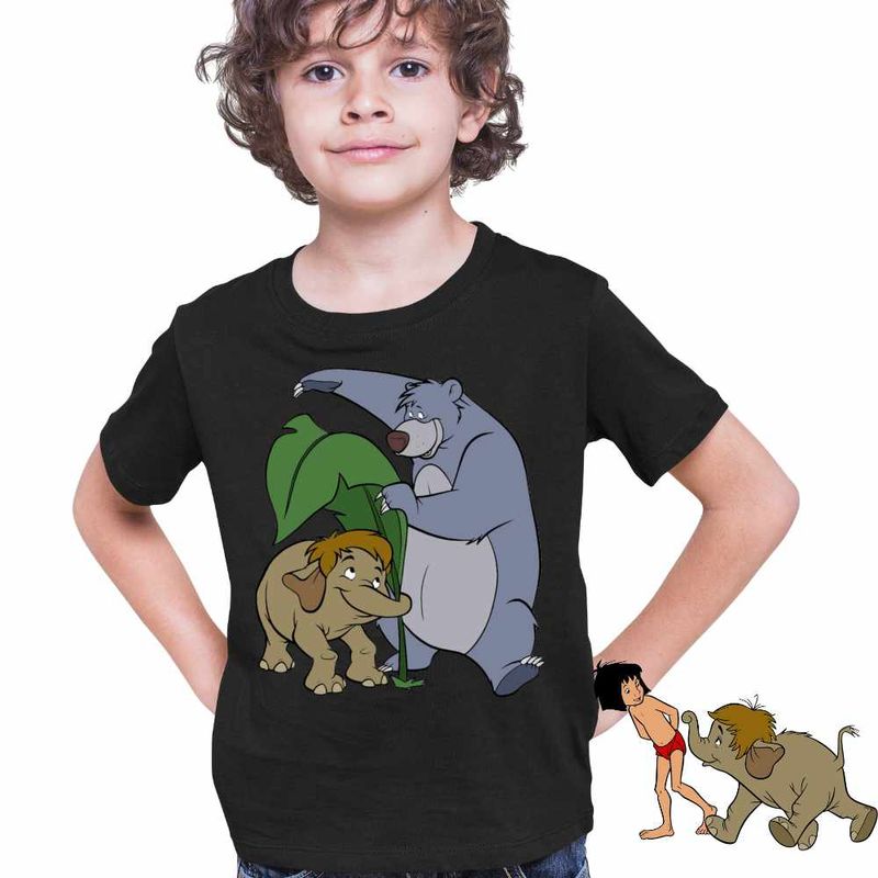 Fashion, accesorii si bijuterii - Copii - Imbracaminte copii - Tricouri copii - Tricou Copii Baieti Cartea Junglei Baloo Junior, negru, marime L Copii - Infinity.ro