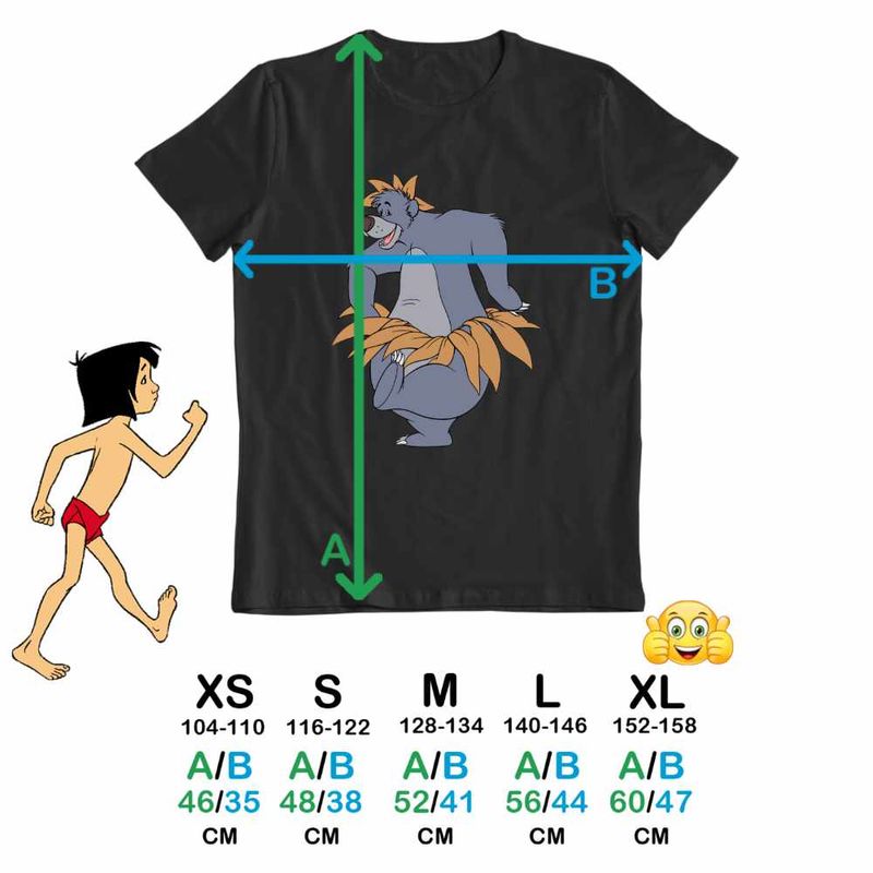 Fashion, accesorii si bijuterii - Copii - Imbracaminte copii - Tricouri copii - Tricou Copii Fete Cartea Junglei Baloo, negru, marime M Copii - Infinity.ro