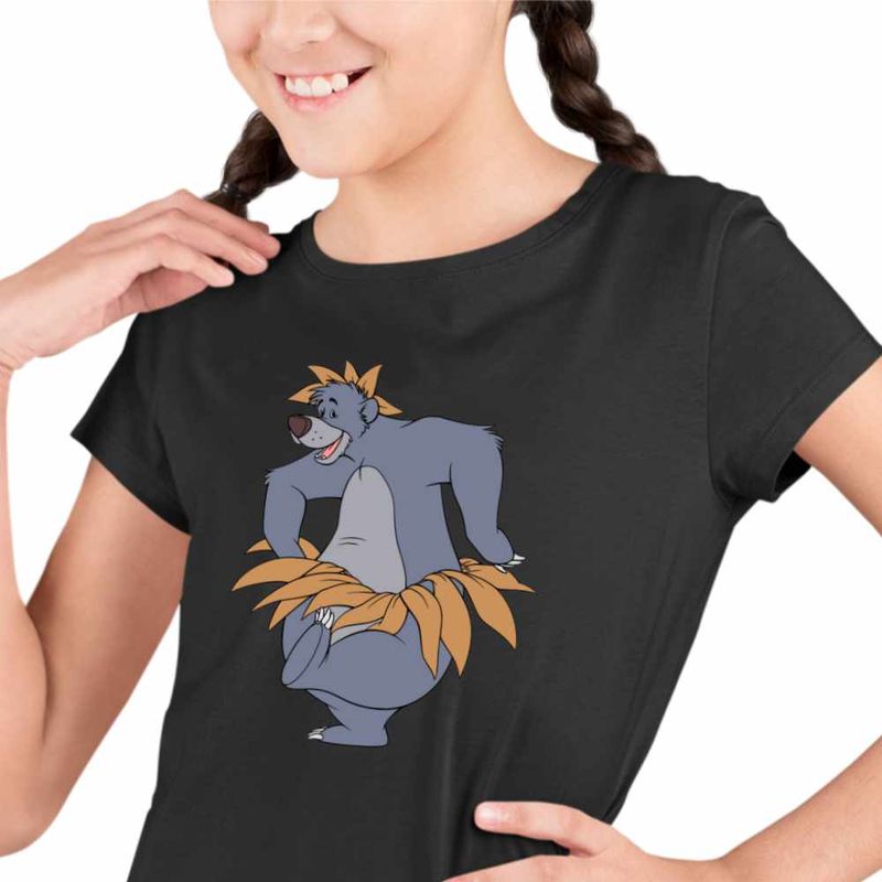 Fashion, accesorii si bijuterii - Copii - Imbracaminte copii - Tricouri copii - Tricou Copii Fete Cartea Junglei Baloo, negru, marime M Copii - Infinity.ro