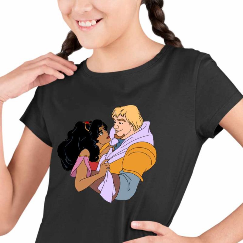 Fashion, accesorii si bijuterii - Copii - Imbracaminte copii - Tricouri copii - Tricou Copii Fete Cocosatul de la Notre-Dame Esmeralda Phoebus, negru, marime S Copii - Infinity.ro