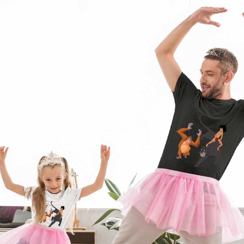 Fashion, accesorii si bijuterii - Copii - Imbracaminte copii - Tricouri copii - Tricou Copii Fete Cartea Junglei Bagheera Mowgli King Louie, negru, marime L Copii - Infinity.ro