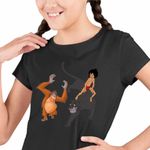 Fashion, accesorii si bijuterii - Copii - Imbracaminte copii - Tricouri copii - Tricou Copii Fete Cartea Junglei Bagheera Mowgli King Louie, negru, marime L Copii - Infinity.ro