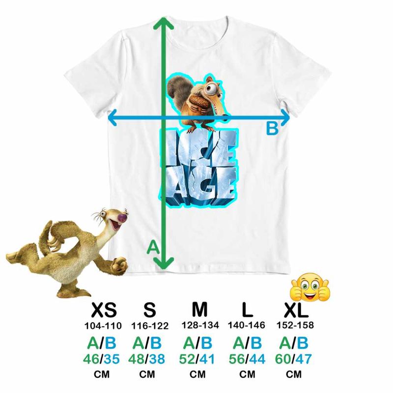 Fashion, accesorii si bijuterii - Copii - Imbracaminte copii - Tricouri copii - Tricou Copii Fete Ice Age Scrat Mood, alb, marime L Copii - Infinity.ro