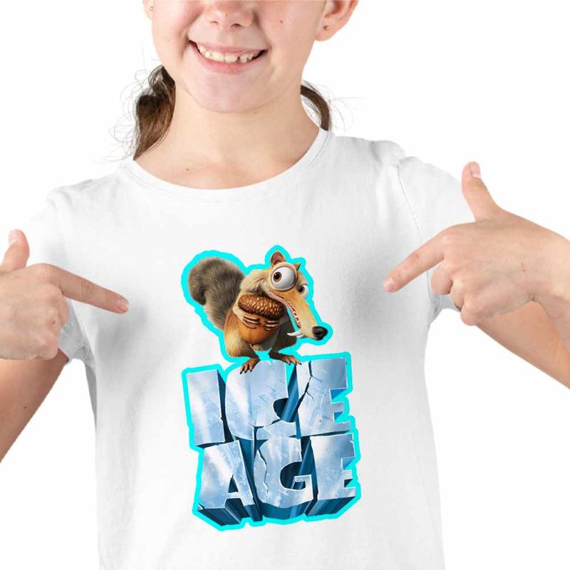 Fashion, accesorii si bijuterii - Copii - Imbracaminte copii - Tricouri copii - Tricou Copii Fete Ice Age Scrat Mood, alb, marime L Copii - Infinity.ro
