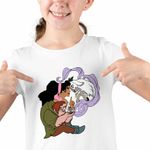 Fashion, accesorii si bijuterii - Copii - Imbracaminte copii - Tricouri copii - Tricou Copii Fete Cocosatul de la Notre-Dame Quasimodo Esmeralda Djali, alb, marime S Copii - Infinity.ro