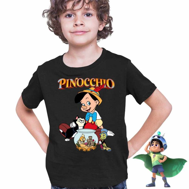 Fashion, accesorii si bijuterii - Copii - Imbracaminte copii - Tricouri copii - Tricou Copii Baieti Pinocchio Jiminy Figaro Cleo, negru, marime XL Copii - Infinity.ro