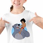 Fashion, accesorii si bijuterii - Copii - Imbracaminte copii - Tricouri copii - Tricou Copii Fete Cartea Junglei Baloo Mowgli, alb, marime M Copii - Infinity.ro