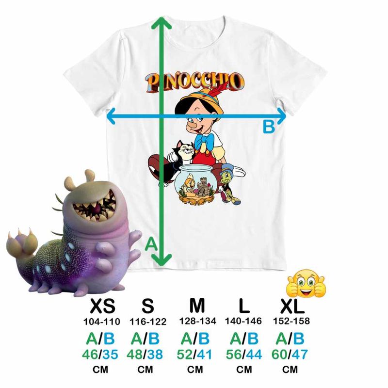 Fashion, accesorii si bijuterii - Copii - Imbracaminte copii - Tricouri copii - Tricou Copii Fete Pinocchio Jiminy Figaro Cleo, alb, marime L Copii - Infinity.ro