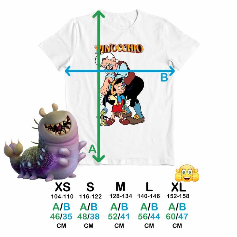 Fashion, accesorii si bijuterii - Copii - Imbracaminte copii - Tricouri copii - Tricou Copii Fete Pinocchio Geppetto Jiminy, alb, marime M Copii - Infinity.ro