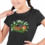 Fashion, accesorii si bijuterii - Copii - Imbracaminte copii - Tricouri copii - Tricou Copii Fete Cartea Junglei Mowgli, negru, marime M Copii - Infinity.ro