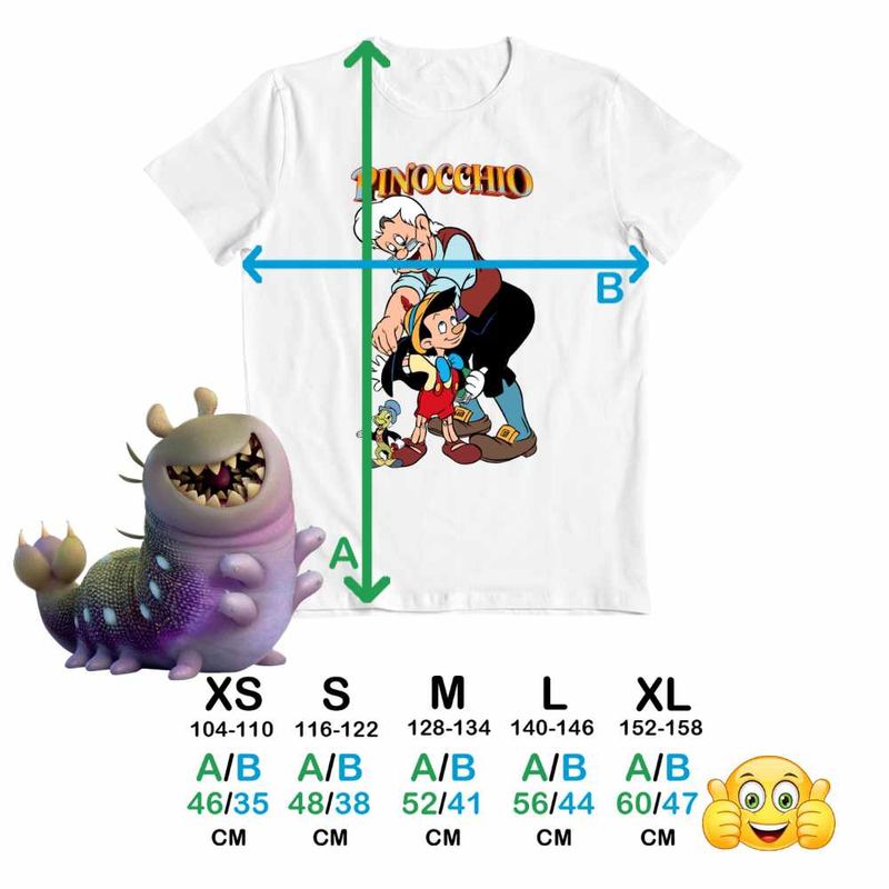 Fashion, accesorii si bijuterii - Copii - Imbracaminte copii - Tricouri copii - Tricou Copii Baieti Pinocchio Geppetto Jiminy, alb, marime M Copii - Infinity.ro