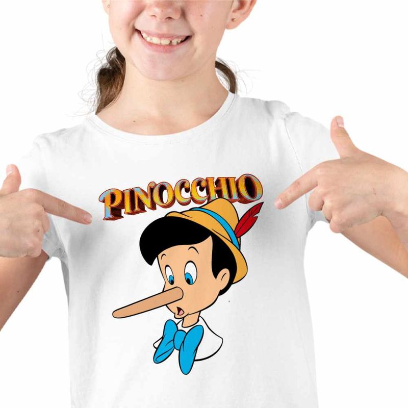 Fashion, accesorii si bijuterii - Copii - Imbracaminte copii - Tricouri copii - Tricou Copii Fete Pinocchio Nas Lung, alb, marime L Copii - Infinity.ro