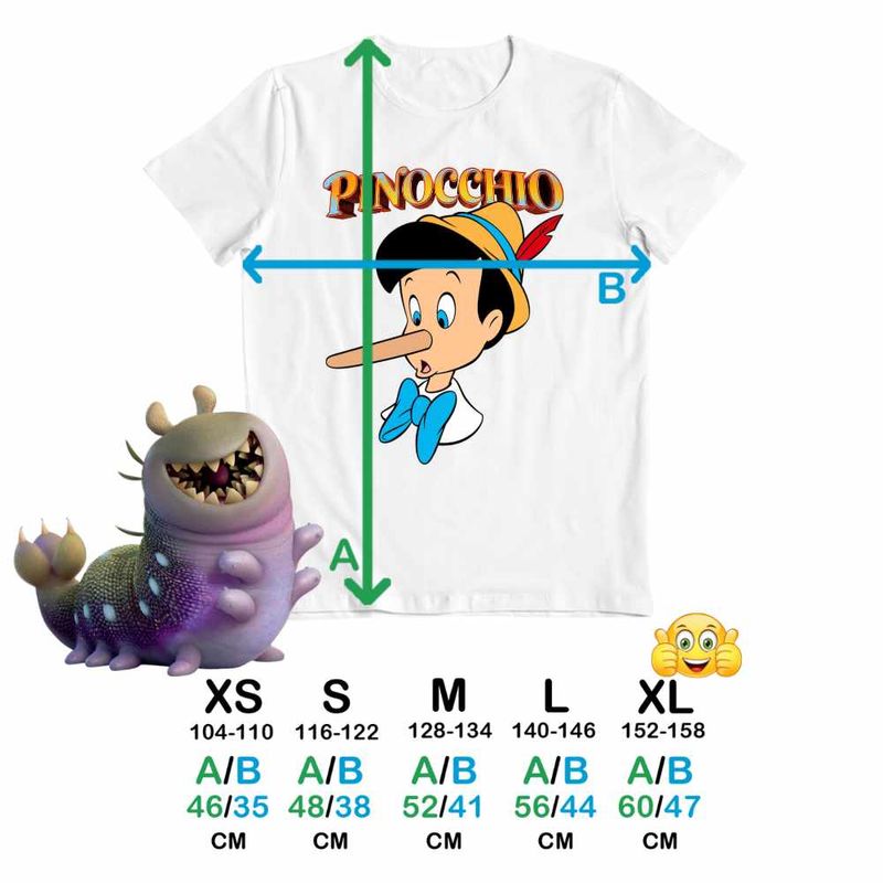 Fashion, accesorii si bijuterii - Copii - Imbracaminte copii - Tricouri copii - Tricou Copii Fete Pinocchio Nas Lung, alb, marime L Copii - Infinity.ro