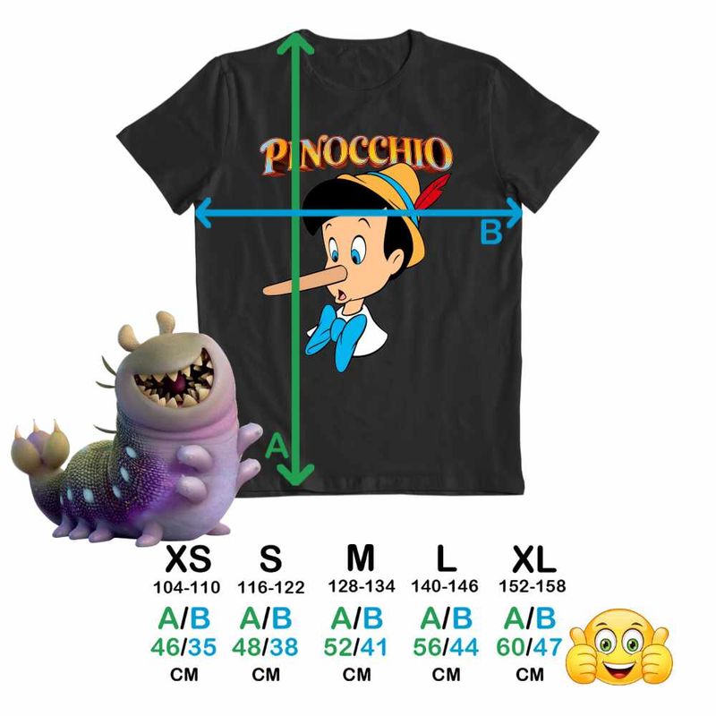 Fashion, accesorii si bijuterii - Copii - Imbracaminte copii - Tricouri copii - Tricou Copii Baieti Pinocchio Nas Lung, negru, marime XS Copii - Infinity.ro