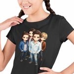 Fashion, accesorii si bijuterii - Copii - Imbracaminte copii - Tricouri copii - Tricou Copii Fete Kaleo Chibi Cartoon, negru, marime XL Copii - Infinity.ro