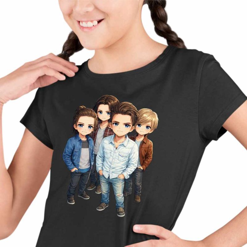 Fashion, accesorii si bijuterii - Copii - Imbracaminte copii - Tricouri copii - Tricou Copii Fete Kaleo Chibi Cartoon, negru, marime XL Copii - Infinity.ro