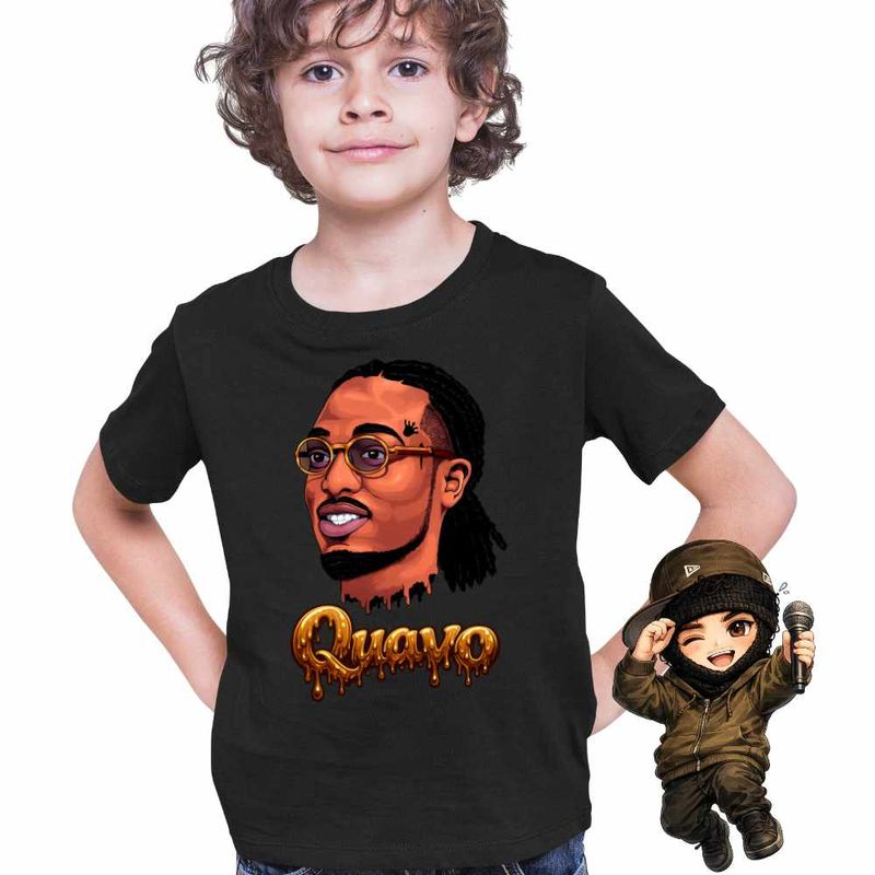 Fashion, accesorii si bijuterii - Copii - Imbracaminte copii - Tricouri copii - Tricou Copii Baieti Quavo Party Rap Trap Vibe, negru, marime L Copii - Infinity.ro