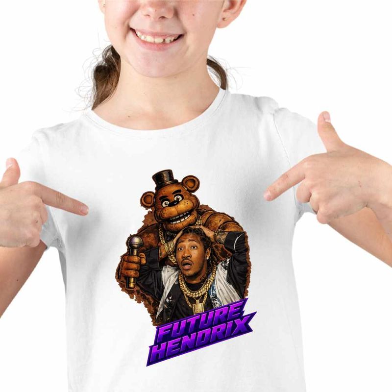 Fashion, accesorii si bijuterii - Copii - Imbracaminte copii - Tricouri copii - Tricou Copii Fete Future Fnaf Five Nights at Freddie, alb, marime M Copii - Infinity.ro