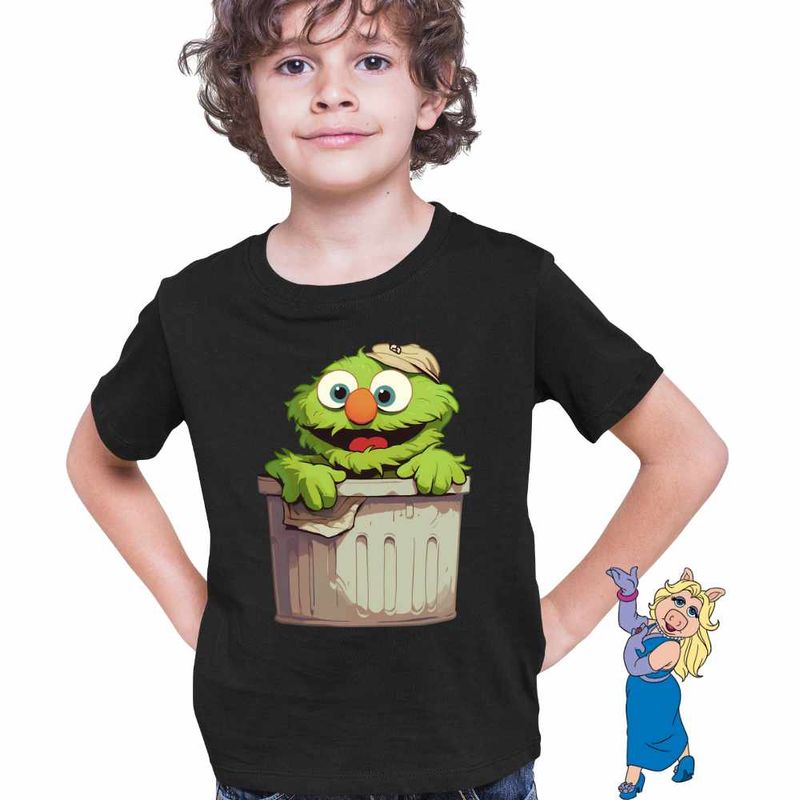 Fashion, accesorii si bijuterii - Copii - Imbracaminte copii - Tricouri copii - Tricou Copii Baieti The Muppets Oscar Grouch, negru, marime M Copii - Infinity.ro