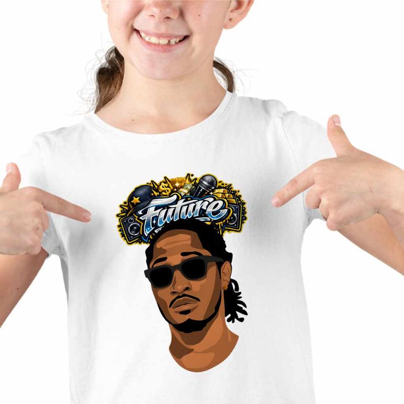 Fashion, accesorii si bijuterii - Copii - Imbracaminte copii - Tricouri copii - Tricou Copii Fete Future Hendrix Rapper, alb, marime L Copii - Infinity.ro