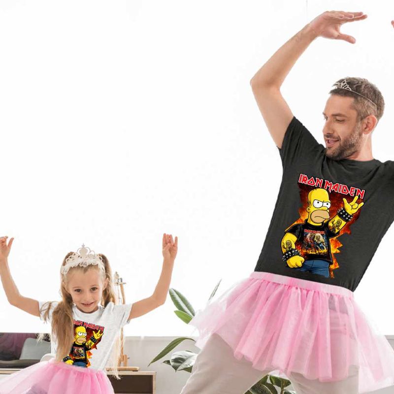 Fashion, accesorii si bijuterii - Copii - Imbracaminte copii - Tricouri copii - Tricou Copii Fete Iron Maiden Homer The Simpsons, negru, marime L Copii - Infinity.ro