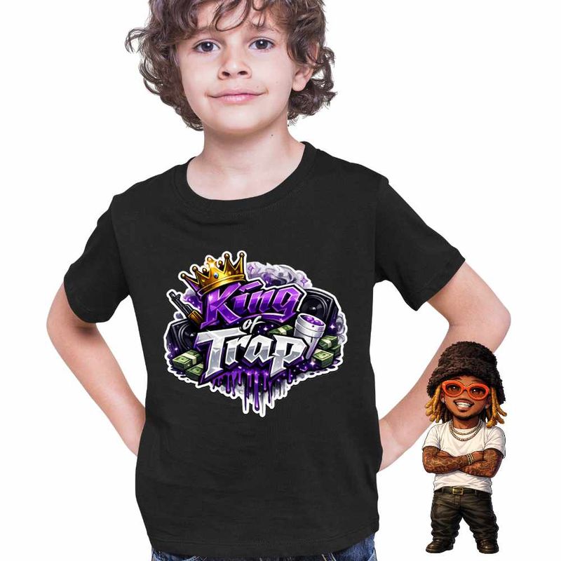 Fashion, accesorii si bijuterii - Copii - Imbracaminte copii - Tricouri copii - Tricou Copii Baieti Future King Trap, negru, marime XS Copii - Infinity.ro