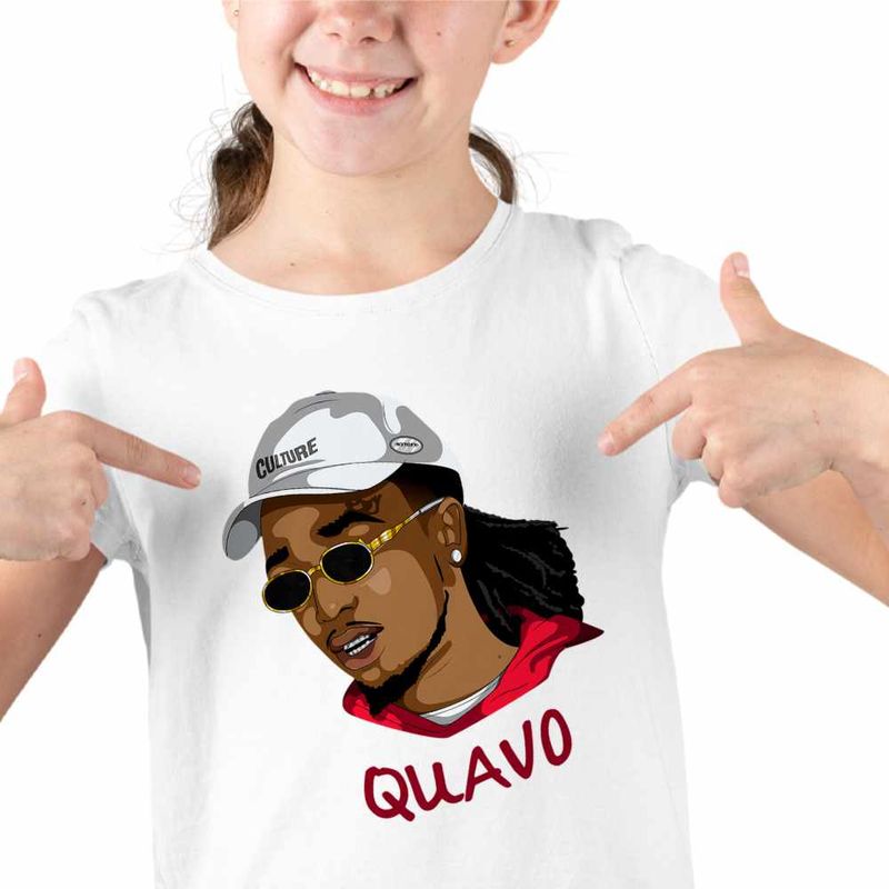 Fashion, accesorii si bijuterii - Copii - Imbracaminte copii - Tricouri copii - Tricou Copii Fete Quavo Culture Trap Rap Music, alb, marime M Copii - Infinity.ro