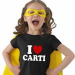 Fashion, accesorii si bijuterii - Copii - Imbracaminte copii - Tricouri copii - Tricou Copii Fete Playboi I Love Carti, negru, marime XL Copii - Infinity.ro