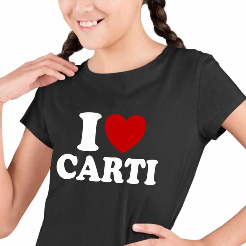 Fashion, accesorii si bijuterii - Copii - Imbracaminte copii - Tricouri copii - Tricou Copii Fete Playboi I Love Carti, negru, marime XL Copii - Infinity.ro