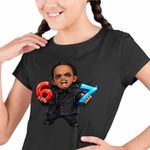 Fashion, accesorii si bijuterii - Copii - Imbracaminte copii - Tricouri copii - Tricou Copii Fete Playboi Carti Six Seven 67, negru, marime XS Copii - Infinity.ro