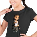 Fashion, accesorii si bijuterii - Copii - Imbracaminte copii - Tricouri copii - Tricou Copii Fete Tyla Best Party Chibi, negru, marime XS Copii - Infinity.ro
