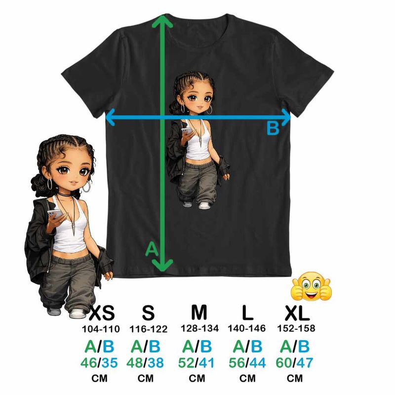 Fashion, accesorii si bijuterii - Copii - Imbracaminte copii - Tricouri copii - Tricou Copii Fete Tyla Best Party Chibi, negru, marime XS Copii - Infinity.ro