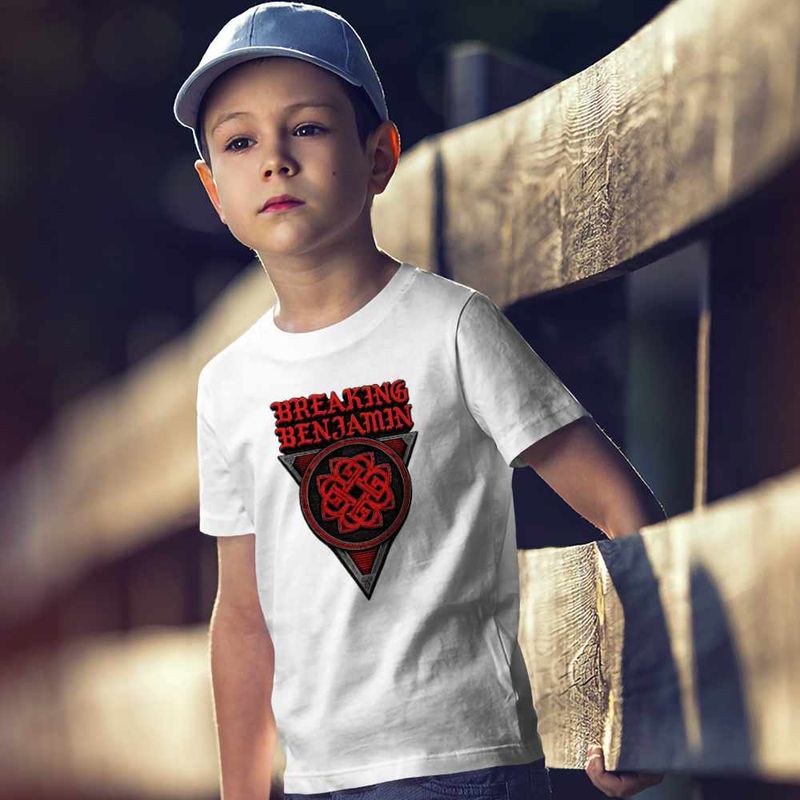 Fashion, accesorii si bijuterii - Copii - Imbracaminte copii - Tricouri copii - Tricou Copii Baieti Breaking Benjamin Celtic Knot, alb, marime M Copii - Infinity.ro