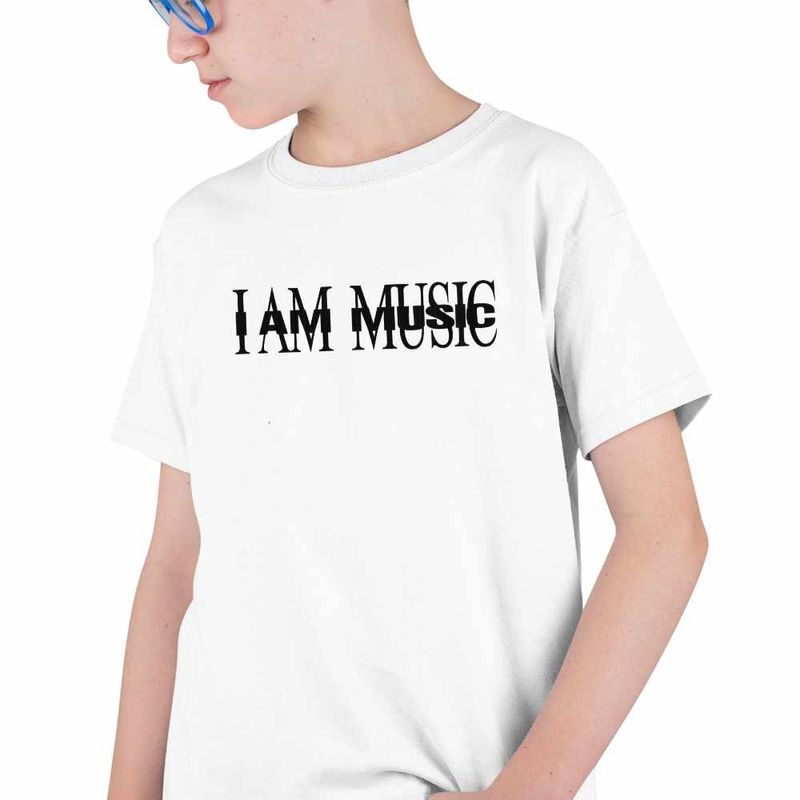 Fashion, accesorii si bijuterii - Copii - Imbracaminte copii - Tricouri copii - Tricou Copii Baieti Playboi Carti I am Music, alb, marime M Copii - Infinity.ro